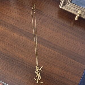 Yves Saint Laurent Gold-tone YSL Logo Pendant Necklace